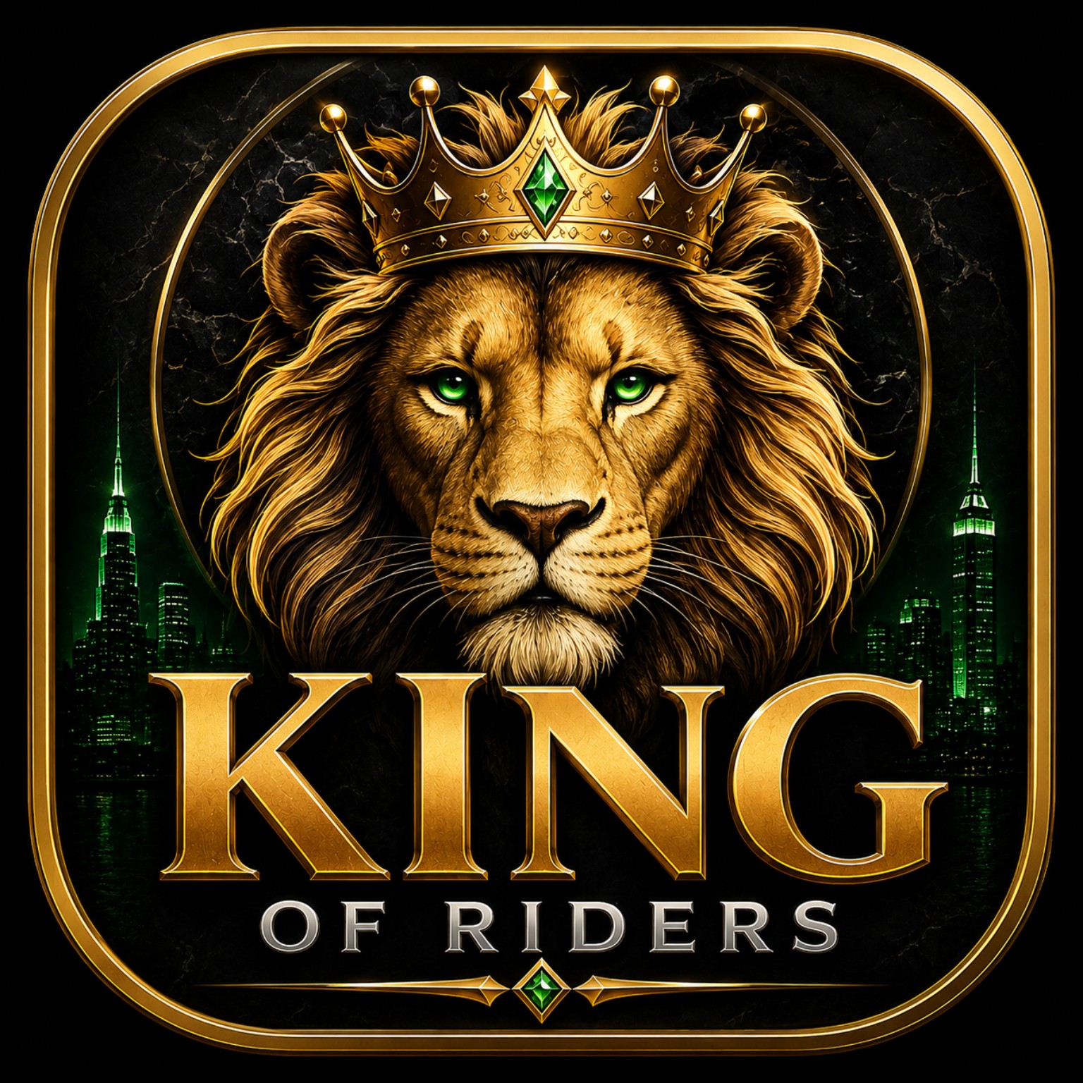 León oficial de KING of Rider con corona dorada